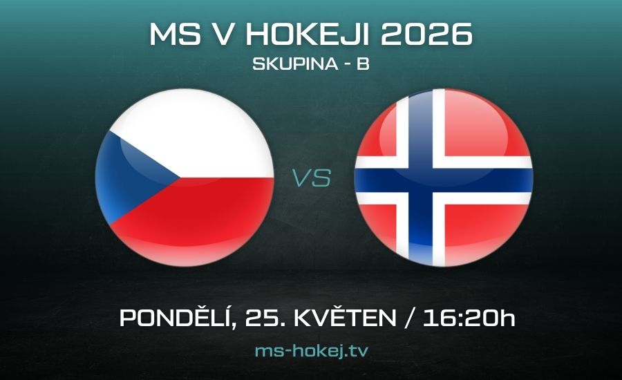 Zápas Česko - Norsko MS v hokeji 2026