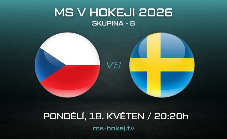 Zápas Česko - Švédsko MS v hokeji 2026